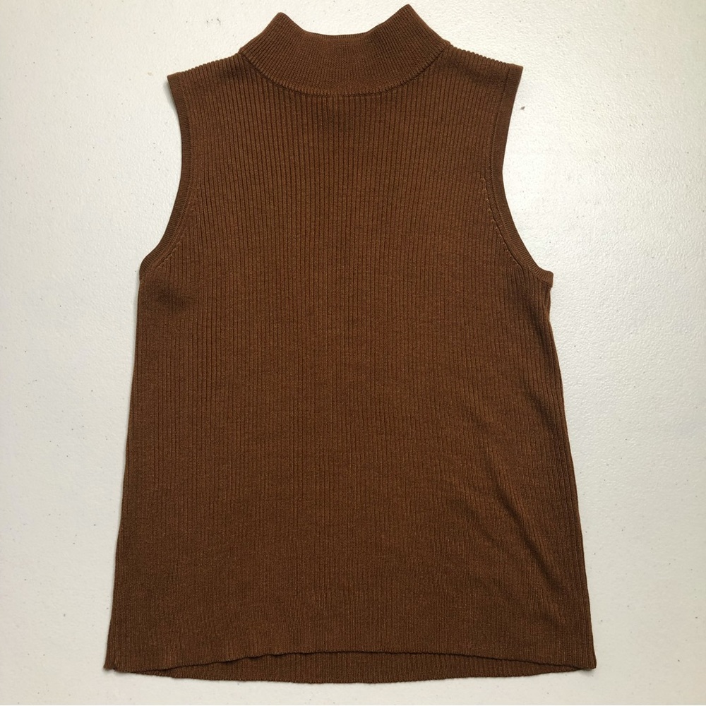 Crystal-Kobe Knit Turtleneck Tank Top Brown XL Women’s
